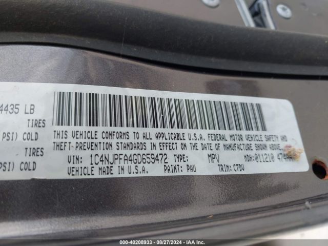 1C4NJPFA4GD659472 Jeep Patriot Latitude