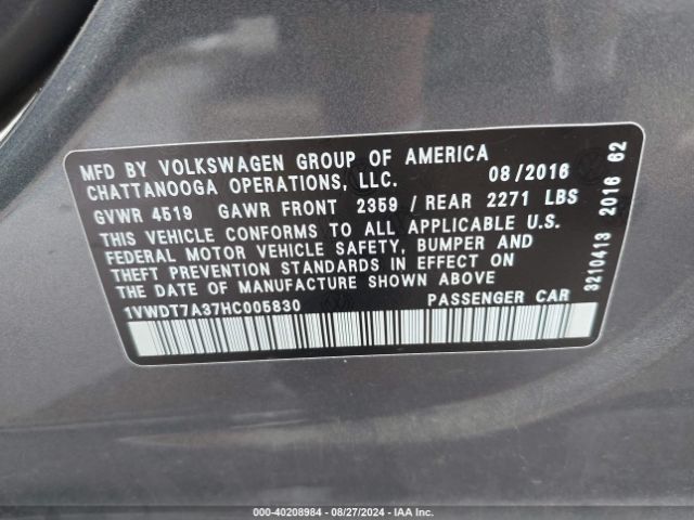 1VWDT7A37HC005830 Volkswagen Passat 1.8t R-line