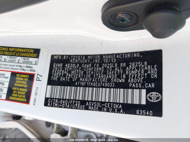 Toyota CAMRY SE 2014 4T1BF1FK8EU749033 Image 9
