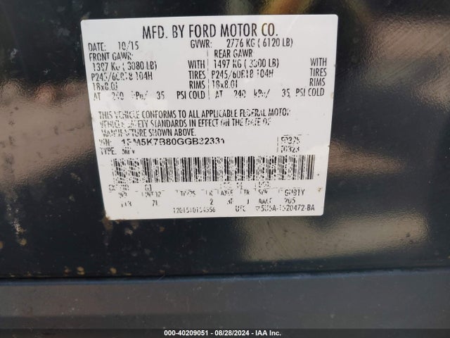 Ford Explorer 2016 1FM5K7B80GGB32331 Image 9