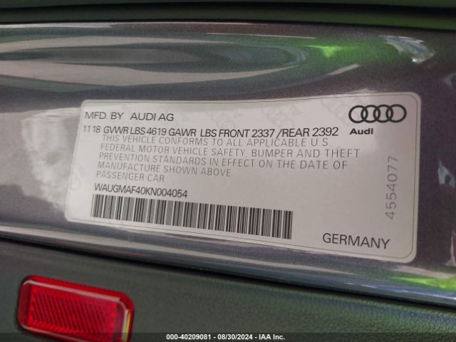 WAUGMAF40KN004054 Audi A4 40 Premium/40 Titanium Premium