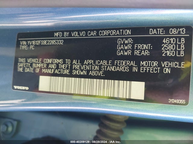 YV1612FS9E2285332 Volvo S60 T5/t5 Platinum/t5 Premier/t5 Premier Plus