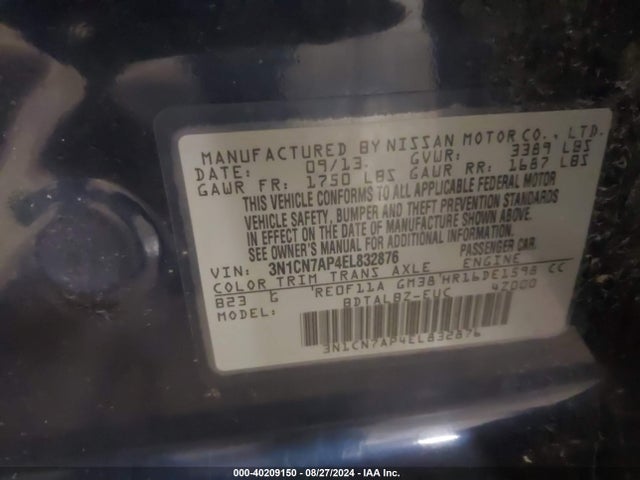 Nissan Versa 1.6 Sv 2014 3N1CN7AP4EL832876 Image 9
