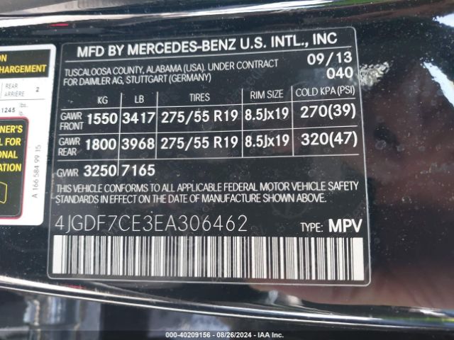 4JGDF7CE3EA306462 Mercedes-Benz Gl 450 4matic