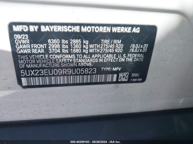 5UX23EU09R9U05823 BMW X5 Xdrive40i
