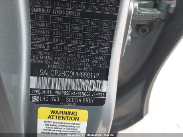 SALCP2BG0HH668112 Land Rover Discovery Sport Se