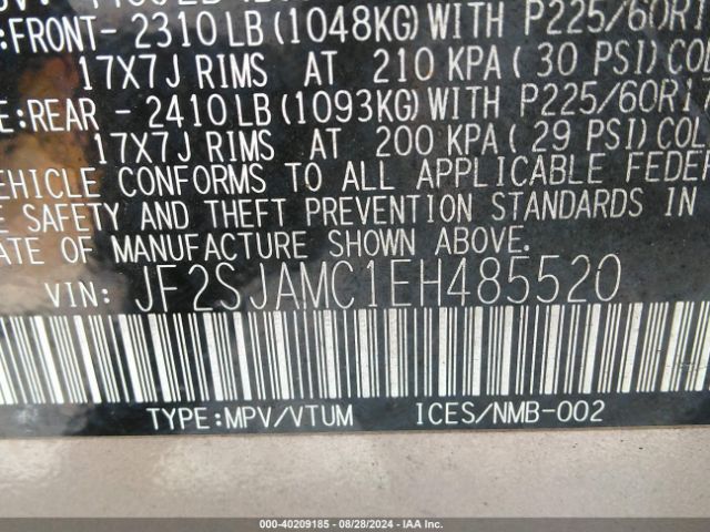 JF2SJAMC1EH485520 Subaru Forester 2.5i Touring