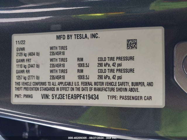 2023 TESLA MODEL 3 5YJ3E1EA9PF419434 Photo 8