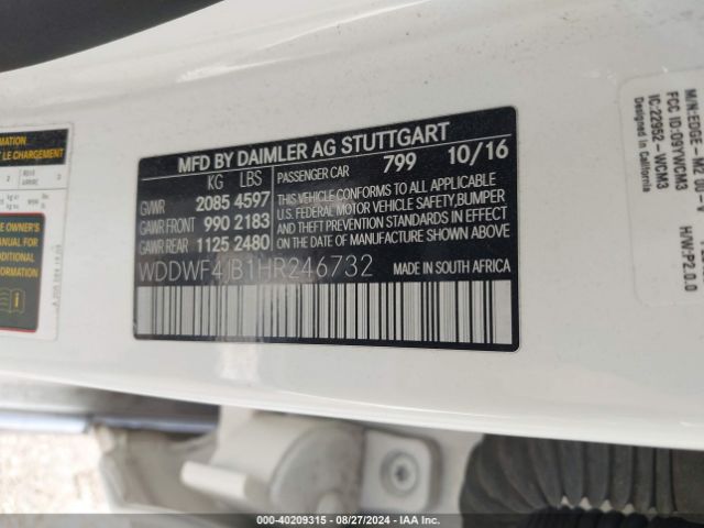 WDDWF4JB1HR246732 Mercedes-Benz C 300 Luxury/sport