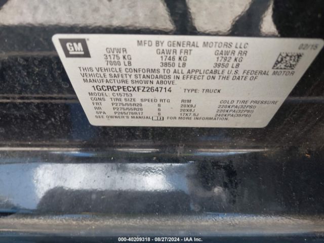 1GCRCPECXFZ264714 Chevrolet Silverado 1500 Wt