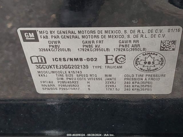 3GCUKTEJ3GG202139 Chevrolet Silverado 1500 High Country