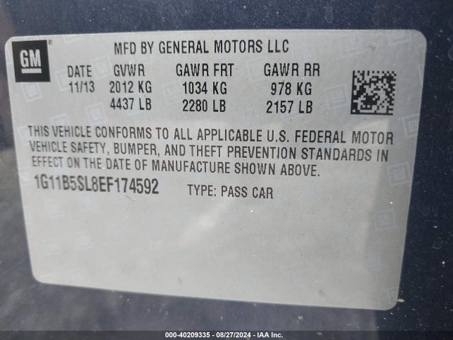 Chevrolet Malibu 1ls 2014 1G11B5SL8EF174592 Image 9