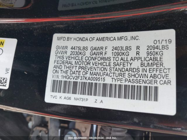 1HGCV2F37KA009515 Honda Accord Sport 2.0t