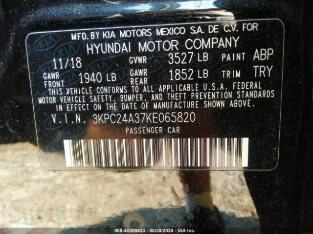 3KPC24A37KE065820 Hyundai ACCENT SE