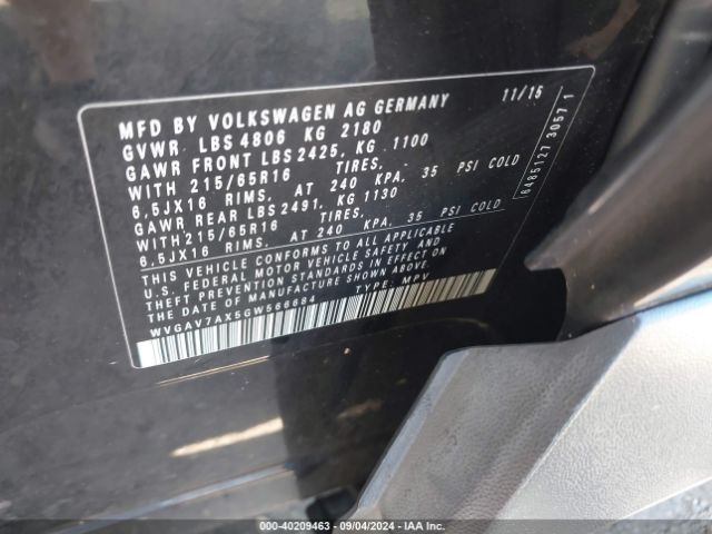 WVGAV7AX5GW566684 Volkswagen TIGUAN S