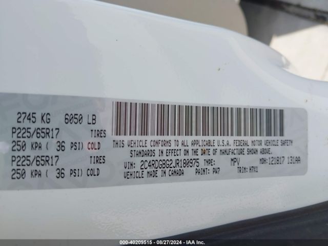2C4RDGBG2JR180975 Dodge Grand Caravan Se