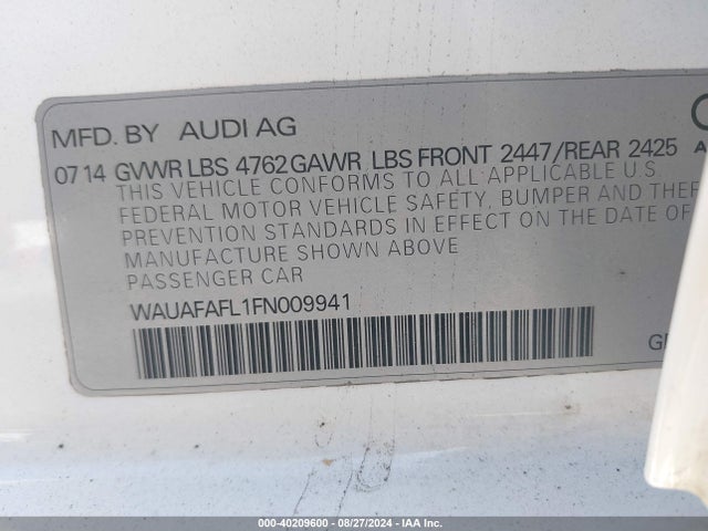 Audi A4 2.0t Premium 2015 WAUAFAFL1FN009941 Image 9