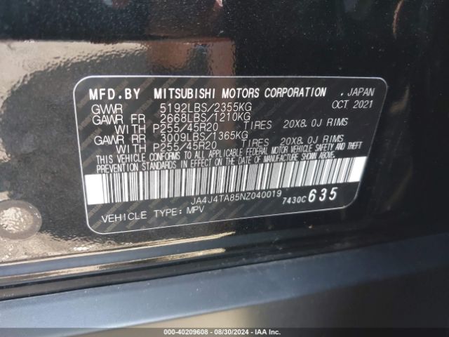 2022 MITSUBISHI OUTLANDER JA4J4TA85NZ040019 Photo 8
