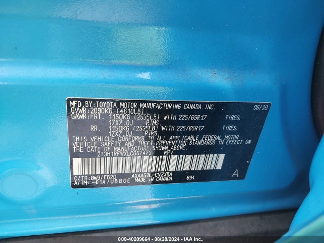 Toyota RAV4 LE 2020 2T3H1RFVXLC067472 Image 9