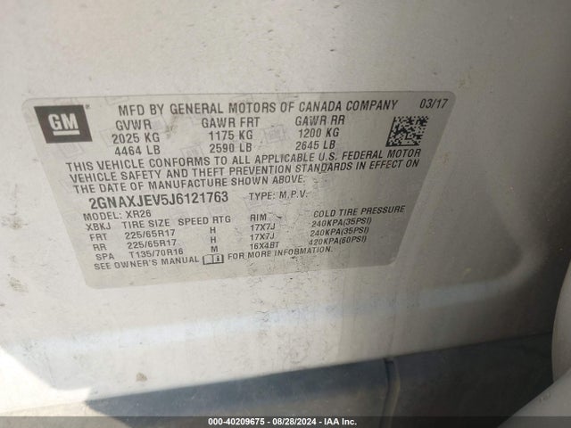Chevrolet EQUINOX LT 2018 2GNAXJEV5J6121763 Image 9