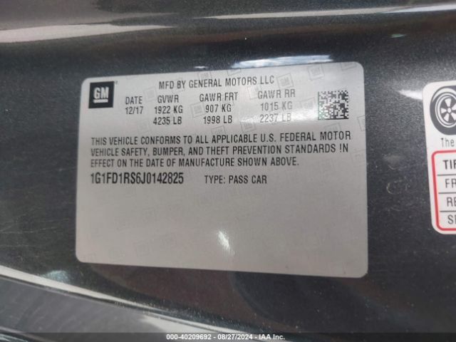1G1FD1RS6J0142825 Chevrolet Camaro 2lt