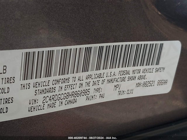 Dodge Grand Caravan Sxt 2017 2C4RDGCG8HR860985 Image 9