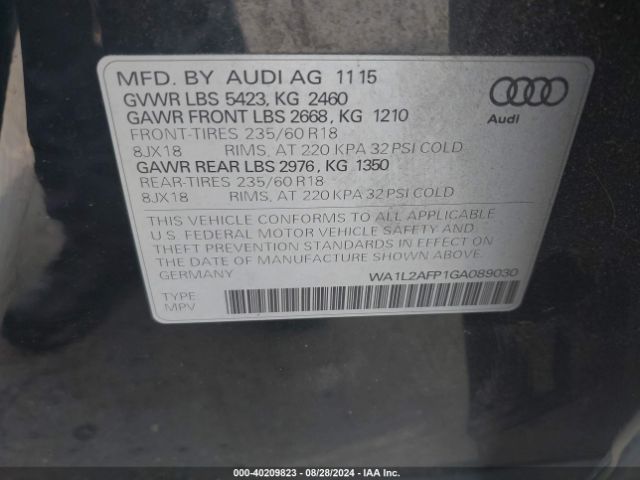 WA1L2AFP1GA089030 Audi Q5 2.0t Premium