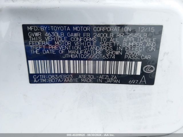 JTHBA1D25G5016374 Lexus IS 200T