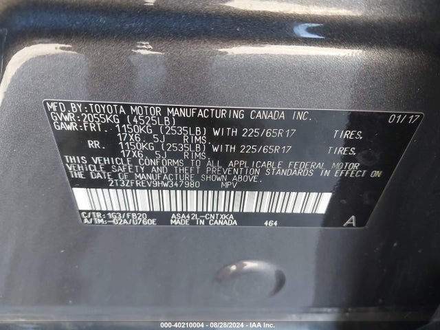Toyota RAV4 LE 2017 2T3ZFREV9HW347980 Image 9