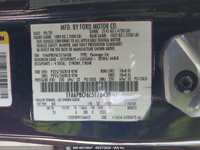 1FA6P8CF6L5176438 Ford Mustang Gt Fastback