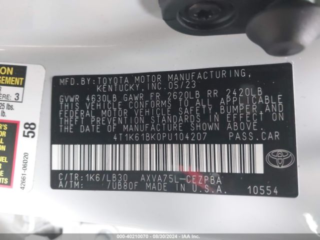 4T1K61BK0PU104207 Toyota Camry Xse Awd