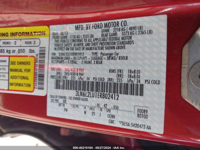 3LN6L2LU1ER802412 Lincoln MKZ HYBRID