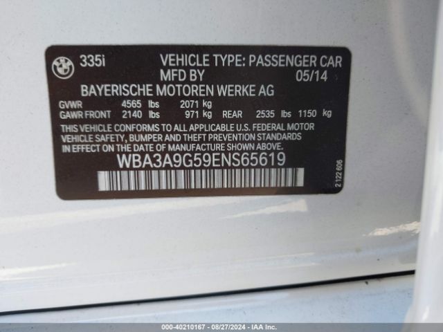 WBA3A9G59ENS65619 BMW 335i
