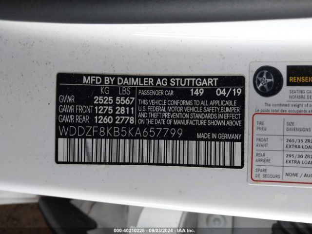 WDDZF8KB5KA657799 Mercedes-Benz Amg E 63 S 4matic