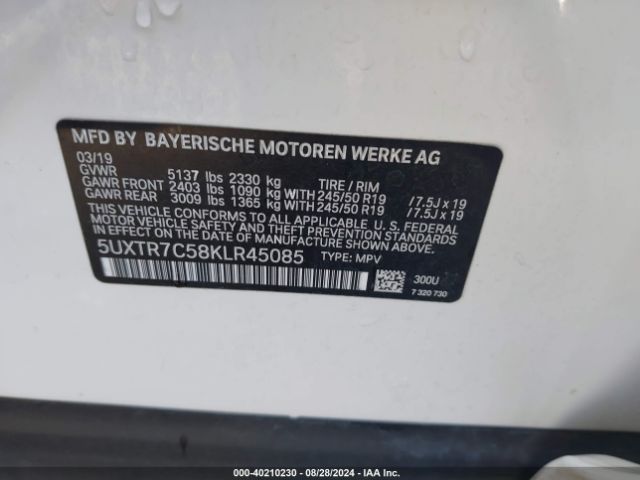 5UXTR7C58KLR45085 BMW X3 Sdrive30i