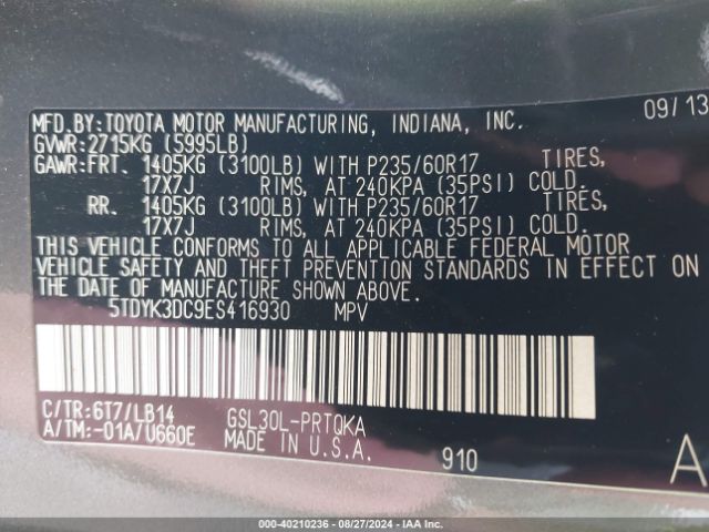 2014 TOYOTA SIENNA 5TDYK3DC9ES416930 Photo 8