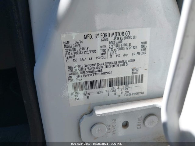 Ford F-250 Xlt 2015 1FT7W2BT7FEA82031 Image 9