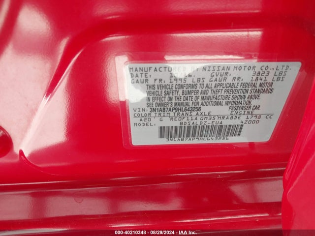 Nissan SENTRA SV 2017 3N1AB7AP9HL643256 Image 9