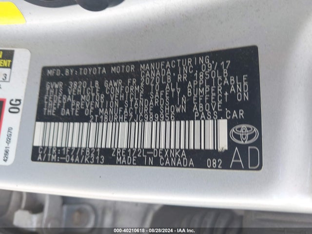 Toyota COROLLA LE 2018 2T1BURHE7JC989956 Image 9
