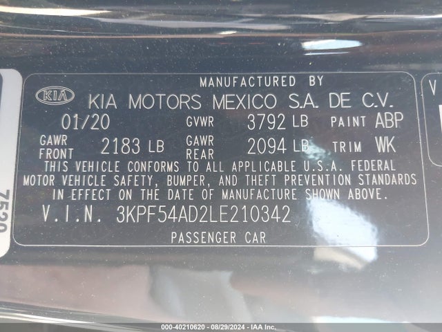 KIA FORTE EX 2020 3KPF54AD2LE210342 Image 9