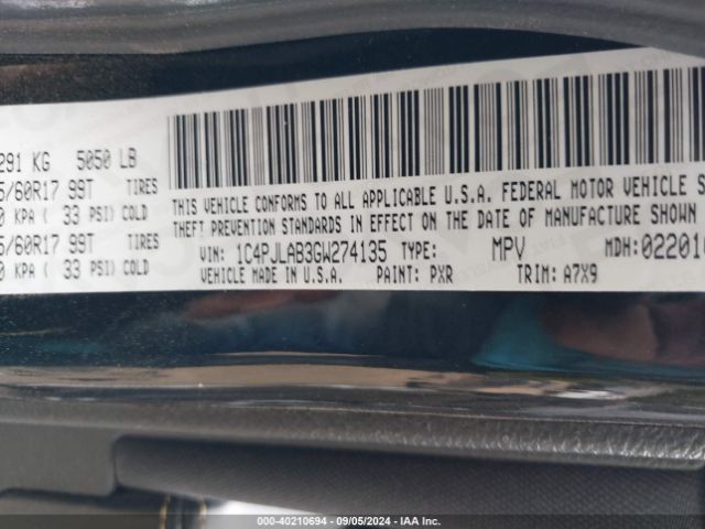 1C4PJLAB3GW274135 Jeep Cherokee Sport
