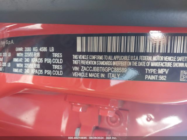 ZACCJBBT6GPC88589 Jeep Renegade 75th Anniversary
