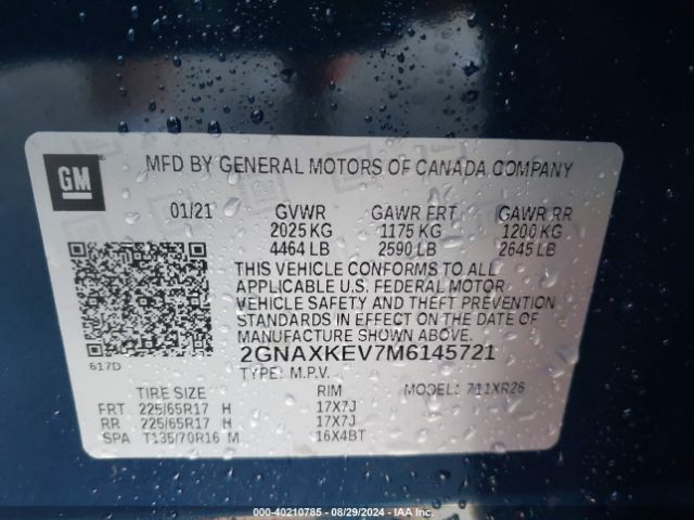 2021 CHEVROLET EQUINOX 2GNAXKEV7M6145721 Photo 8