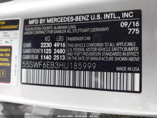 55SWF6EB3HU185999 Mercedes-Benz Amg C 43 4matic