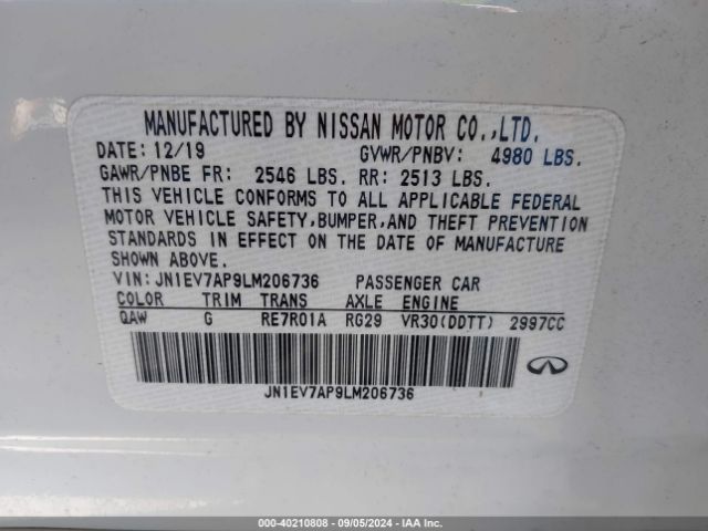 JN1EV7AP9LM206736 Infiniti Q50 LUXE