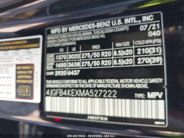 4JGFB4KEXMA527222 Mercedes-Benz Gle 350 4matic