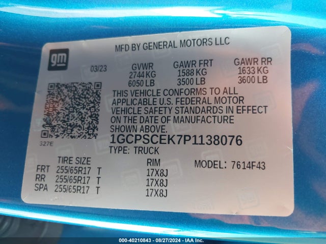 1GCPSCEK7P1138076 Chevrolet Colorado 2wd  Short Box Lt