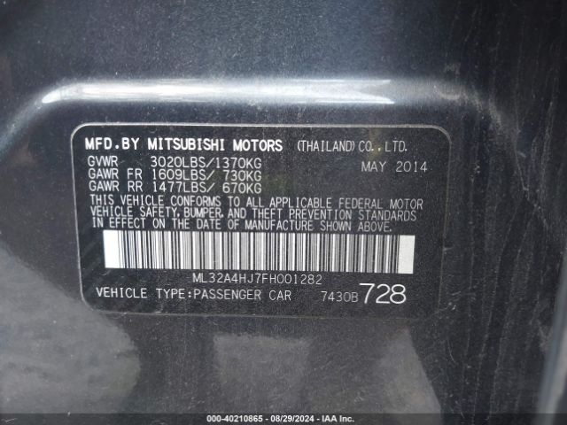 ML32A4HJ7FH001282 Mitsubishi Mirage Es/rf