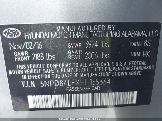 Hyundai ELANTRA SE 2017 5NPD84LFXHH155364 Image 9