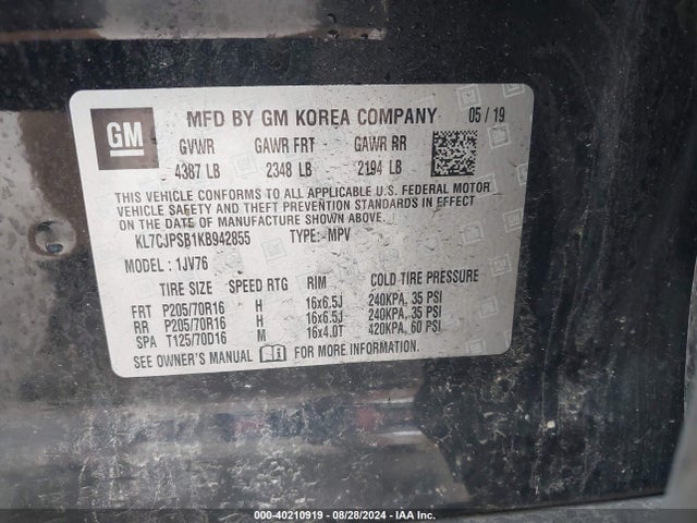 Chevrolet Trax Lt 2019 KL7CJPSB1KB942855 Image 9